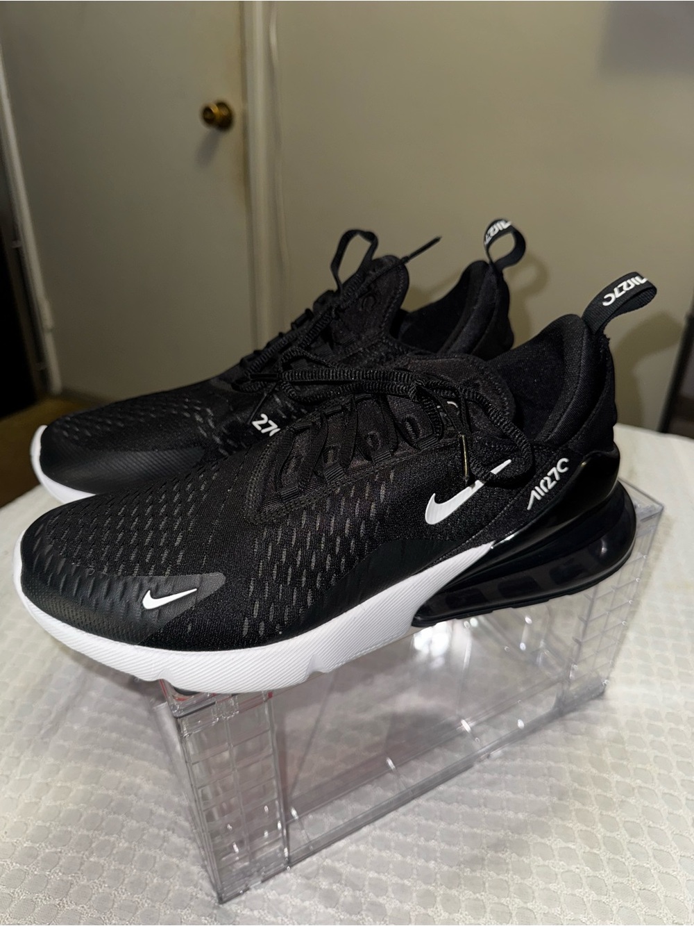 Nike Black/White Air Max 270 React Running Shoes